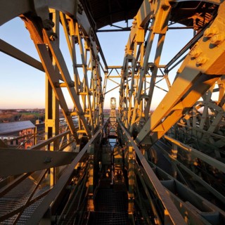 View from the winding tower of Shaft II to the winding tower of Schacht IV