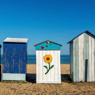 Colourful beach cabins at Saint-Denis-d'Oleron on Oleron island