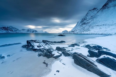 Rocky coast at the blue hour