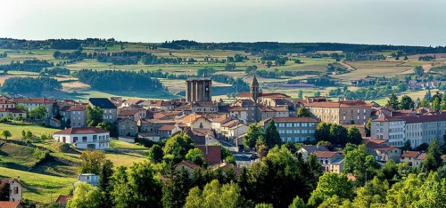 Village of Saugues on via Podiensis