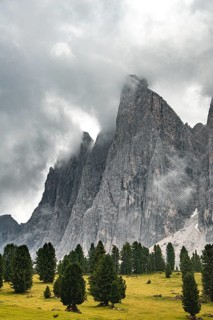 Cloud-covered mountain peaks