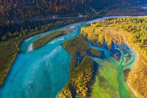 Inflow of the Isar into the Sylvensteinsee