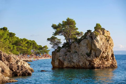 Rocky coast and bathing beach near Brela