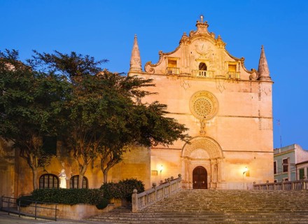 Parish church of Sant Miquel at dusk