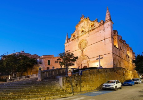 Parish church of Sant Miquel at dusk