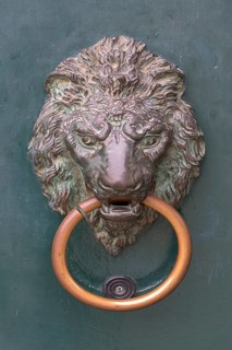 Lion head as door knocker
