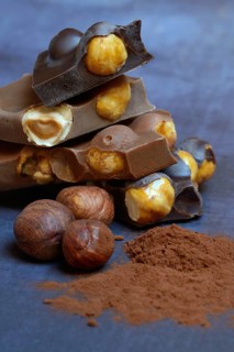 Chocolate with whole hazelnuts