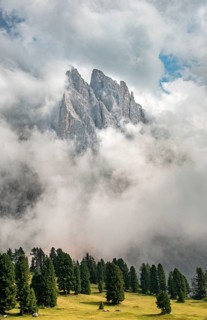 Cloud-covered mountain peaks