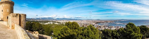 Castell de Bellver with views of the bay of Palma