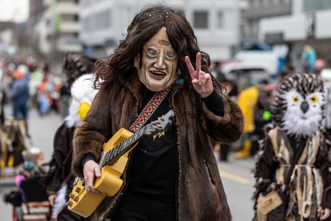 John Lennon at the carnival parade of the Maettli Guild in Littau