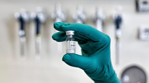 Glove with laboratory sample
