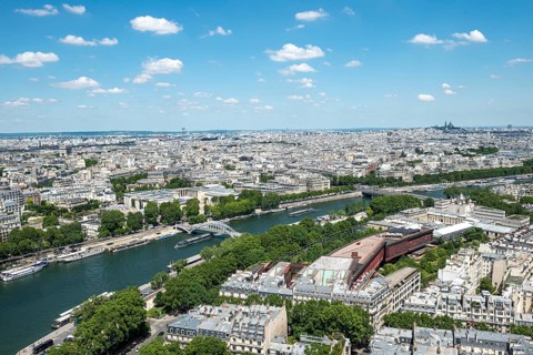 City view with bridges over the Seine