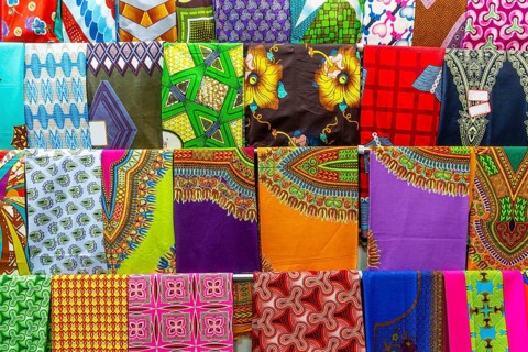 Plenty of colorful African fabrics