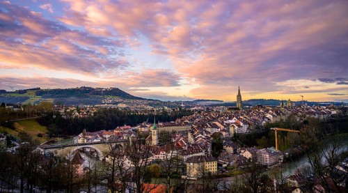City view at sunrise