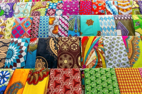 Plenty of colorful African fabrics