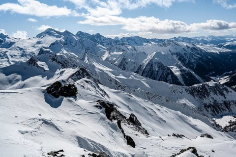 Snow-covered mountain ranges
