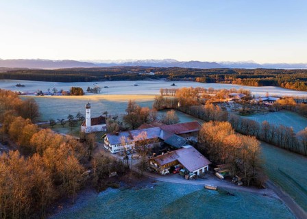 Jasberg with church St. Katharina in the morning light