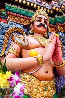 Krishna figure in front of the Shri Krishnan Hindu temple