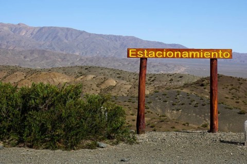 Sign parking lot near Uspallata