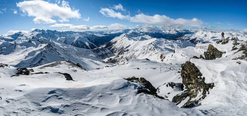 Snow-covered mountain ranges