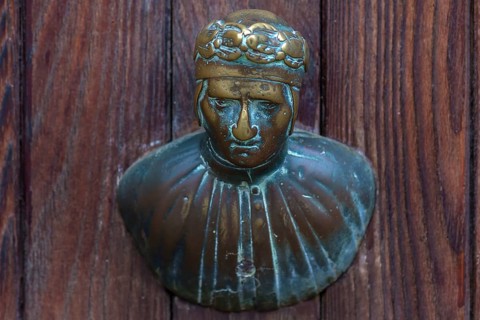 Male bronze figure as doorknob