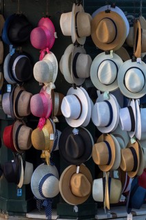 Hats at a sales stand