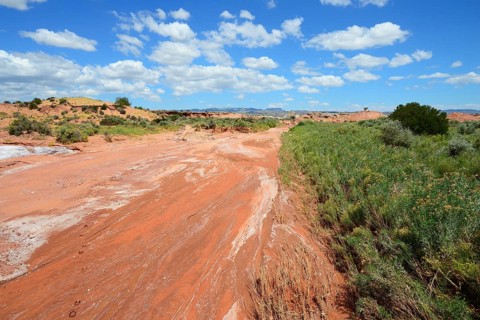 Red sand in dry river