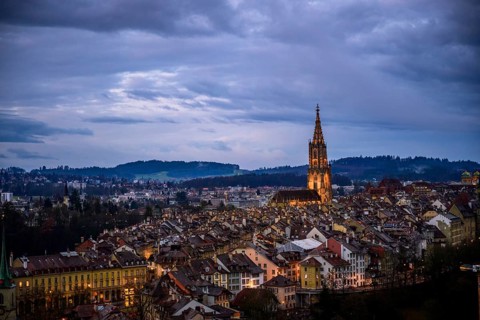 City view at dawn