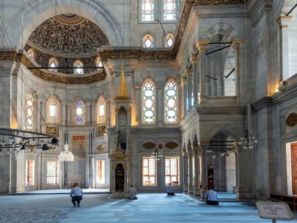 Believers pray at the Nuruosmaniye Mosque