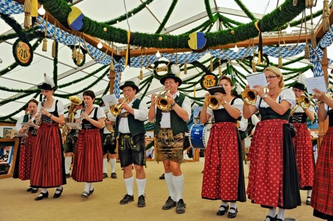 Musicians of a Bavarian brass band in traditional traditional traditional traditional traditional traditional traditional traditional traditional traditional costume