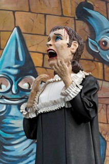 Horror figure of Frankenstein's bride on a ghost train at the Wiesn