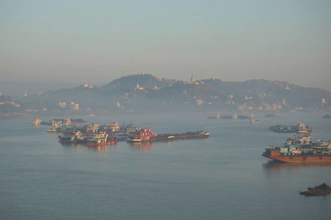 View from the Irrawaddy Bridge to the river