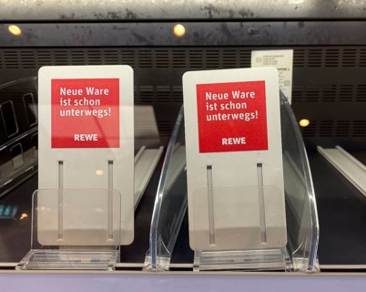 Empty shelf in Rewe supermarket