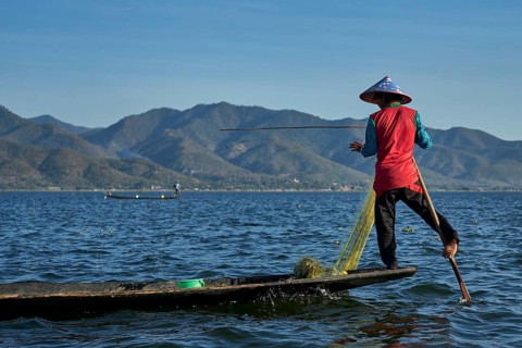 Monopod with fishing net