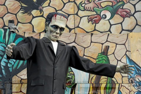 Horror figure of the monster by Dr. Frankenstein on a ghost train at the Wiesn