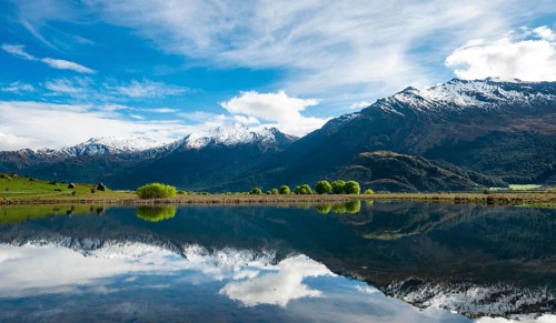 Mountain range reflected in a lake