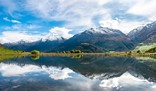 Mountain range reflected in a lake