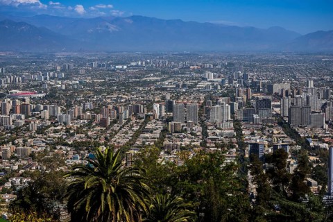 View over Santiago de Chile from the viewpoint Cerro San Cristobal