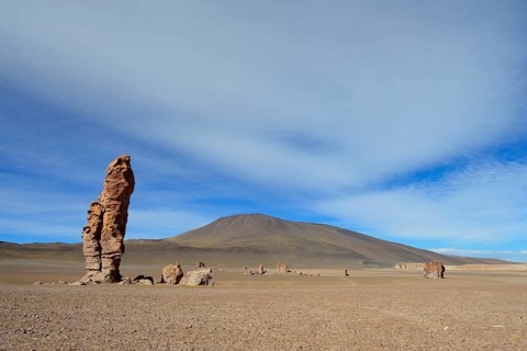 Rocky outcrop of the Monjes de la Pacana in the Altiplano