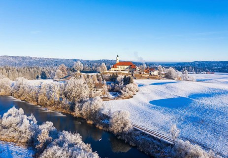 Reutberg monastery and pond