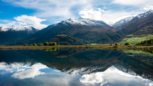 Mountain range reflected in a lake