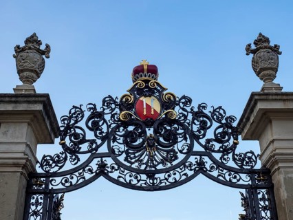 Dietrichstein coat of arms above the gate to the chateau park of Mikulov Castle