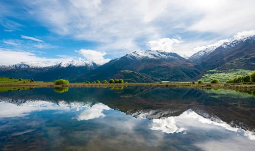 Mountain range reflected in a lake