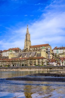 View of the old town with the Bernese Minster and the river Aare
