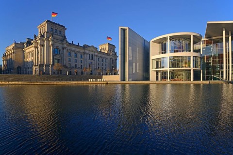 Reichstag and Paul Loebe House on the Spree