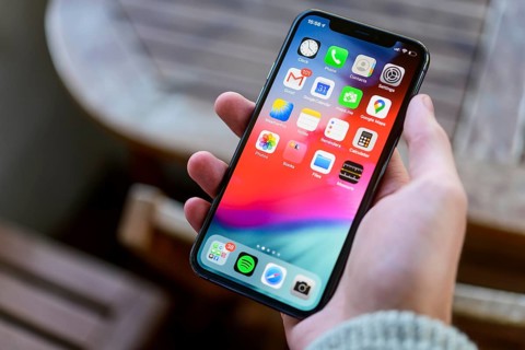 Hand holding iPhone 11