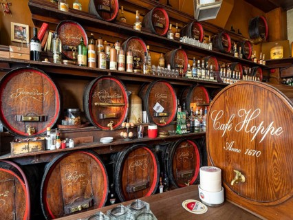 Counter with alcoholic beverages