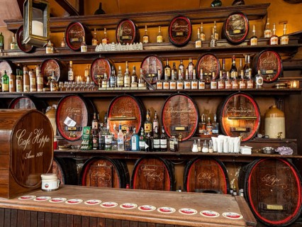 Counter with alcoholic beverages