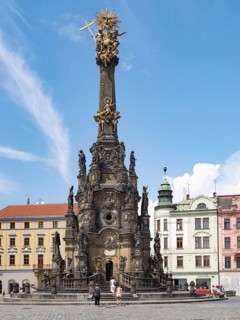 City square Oberring with Unesco World Heritage Site Trinity Column of Olomouc
