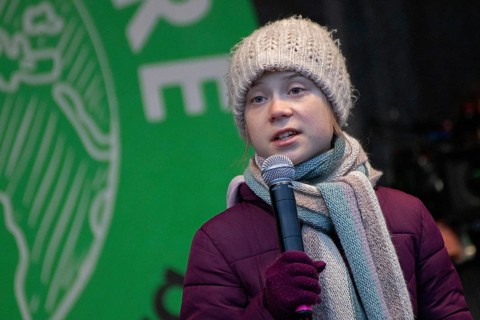 Greta Thunberg gives a speech at the Fridays For Future Demonstration in Hamburg on 21.02.2020